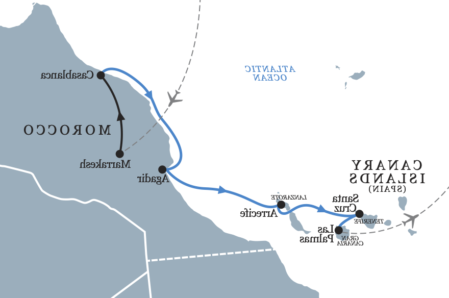 摩洛哥到加那利群岛地图 