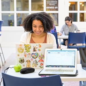 Student working on a laptop